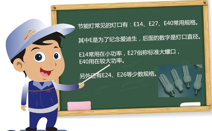 選購節(jié)能燈要注意燈口型號和尺寸 E14、E27、E40螺旋燈口